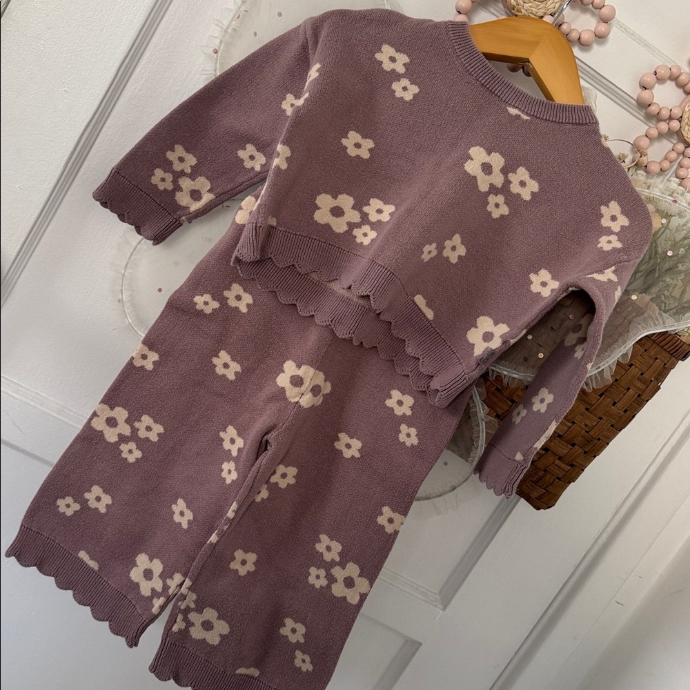 Scallop Toddler Floral Set - Dusty Mauve